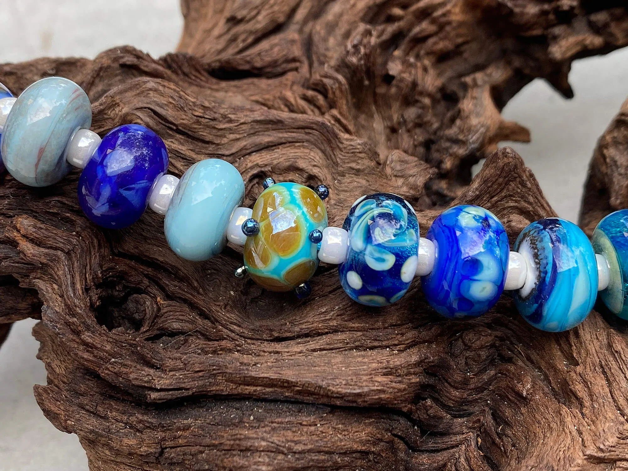 23 Blue Orphan Lampwork Beads Set SRA