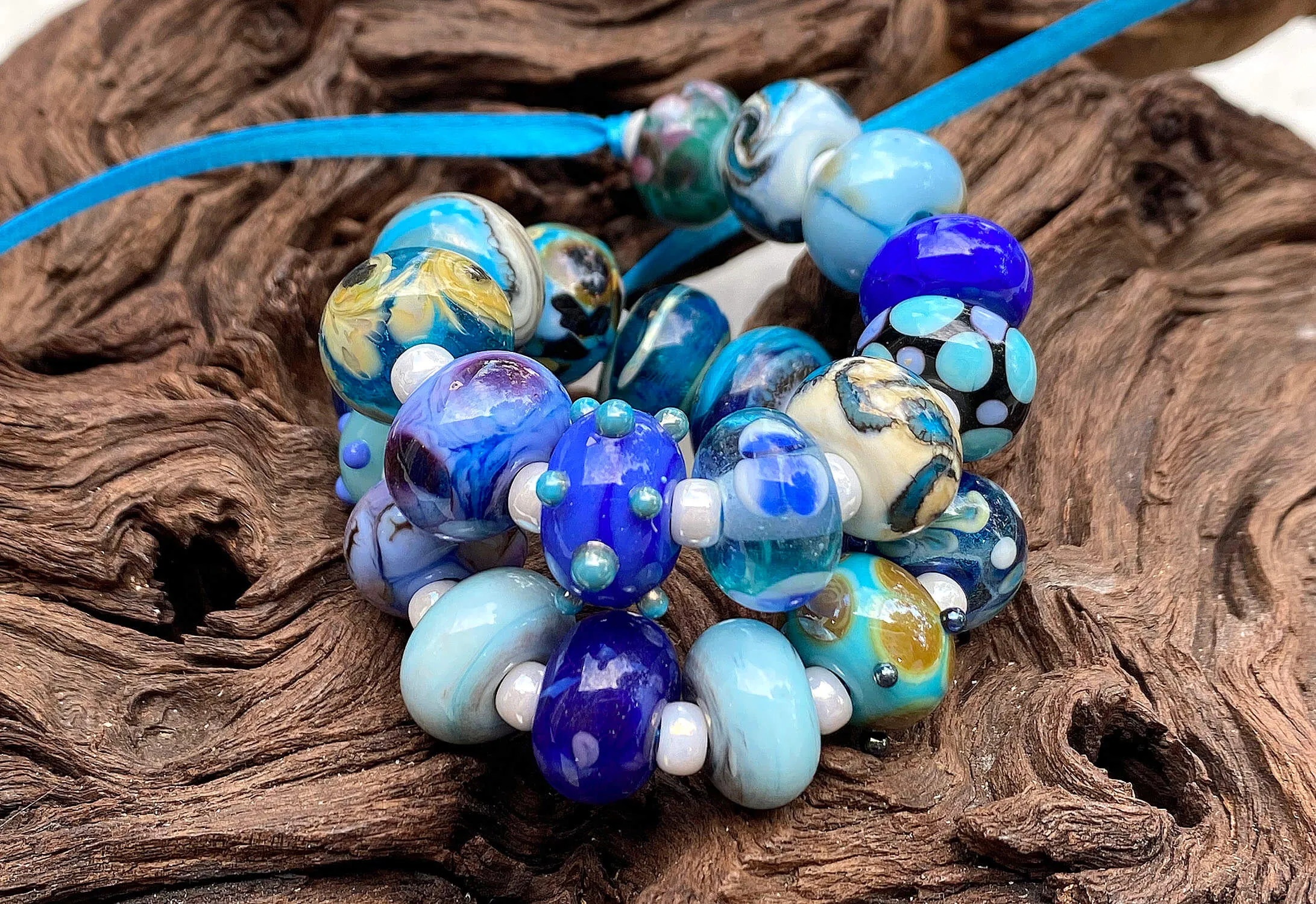 23 Blue Orphan Lampwork Beads Set SRA