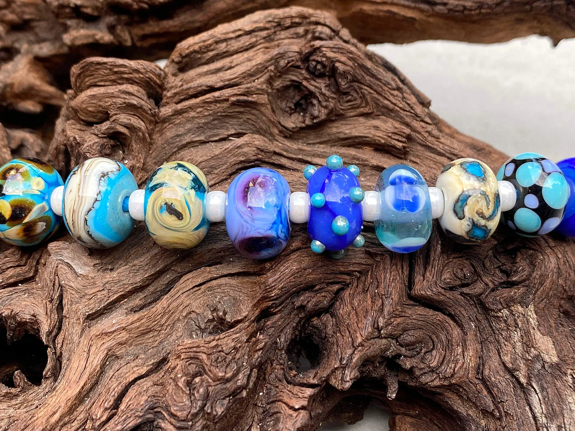 23 Blue Orphan Lampwork Beads Set SRA