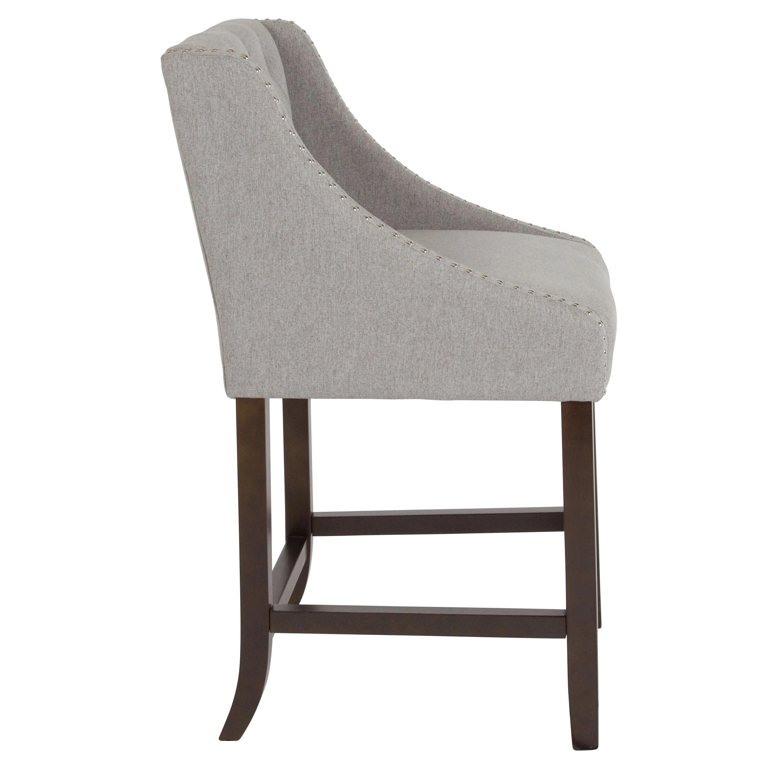 24" Gray Fabric/Wood Stool CH-182020-T-24-LTGY-F-GG
