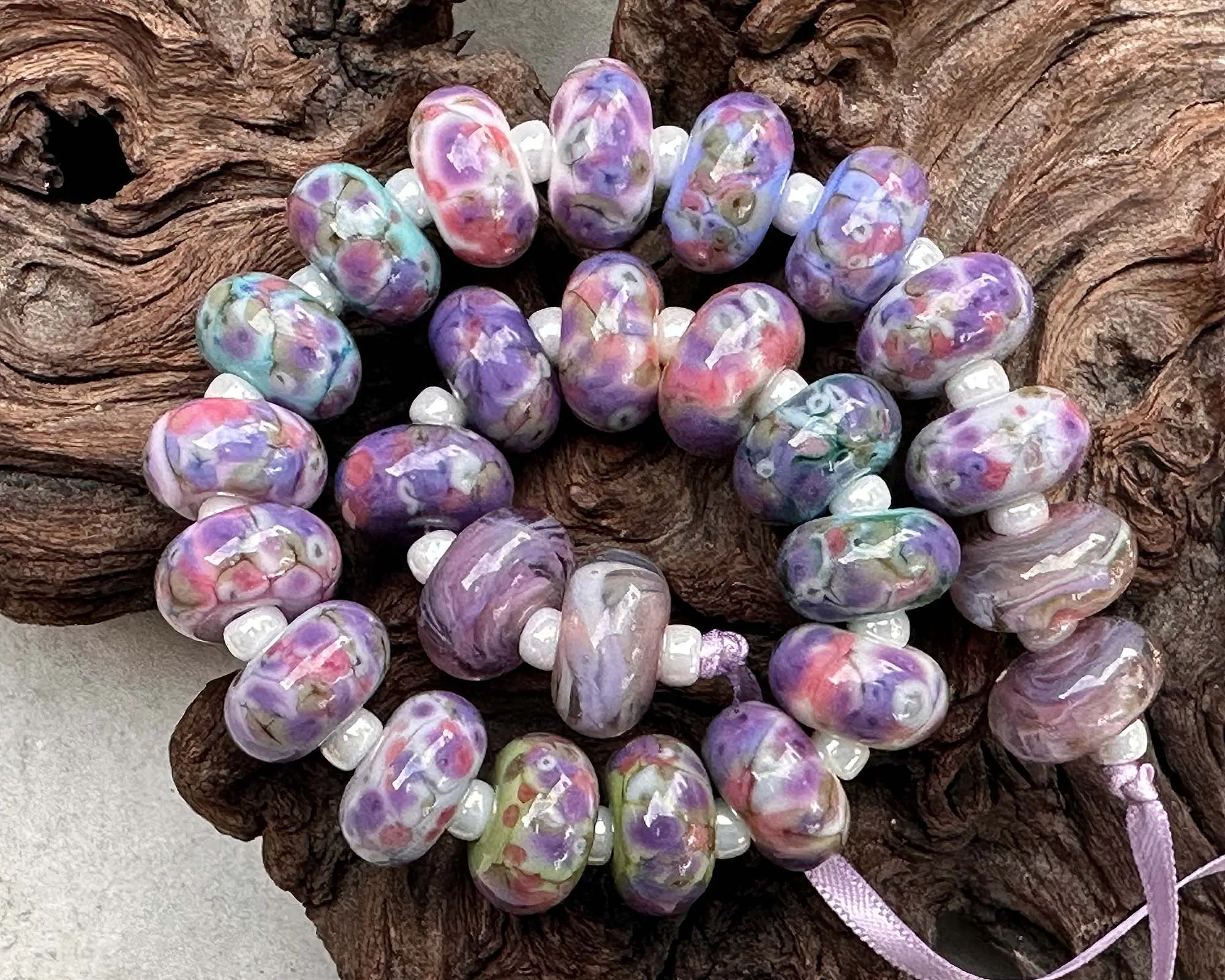 26 Picasso Mosaic Pairs Lampwork Beads Set SRA
