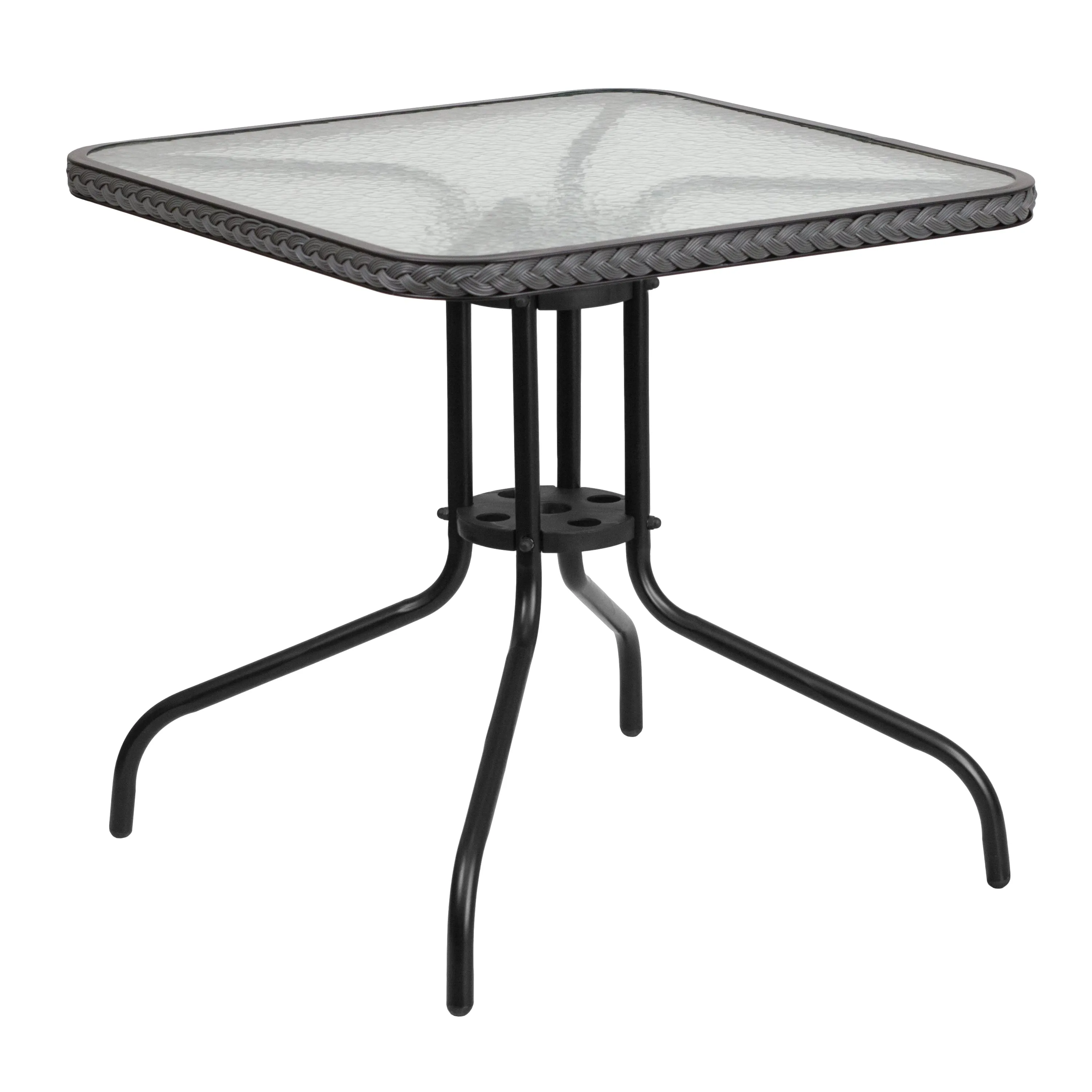 28SQ Gray Table Set w/Rattan TLH-073SQ-037GY4-GG
