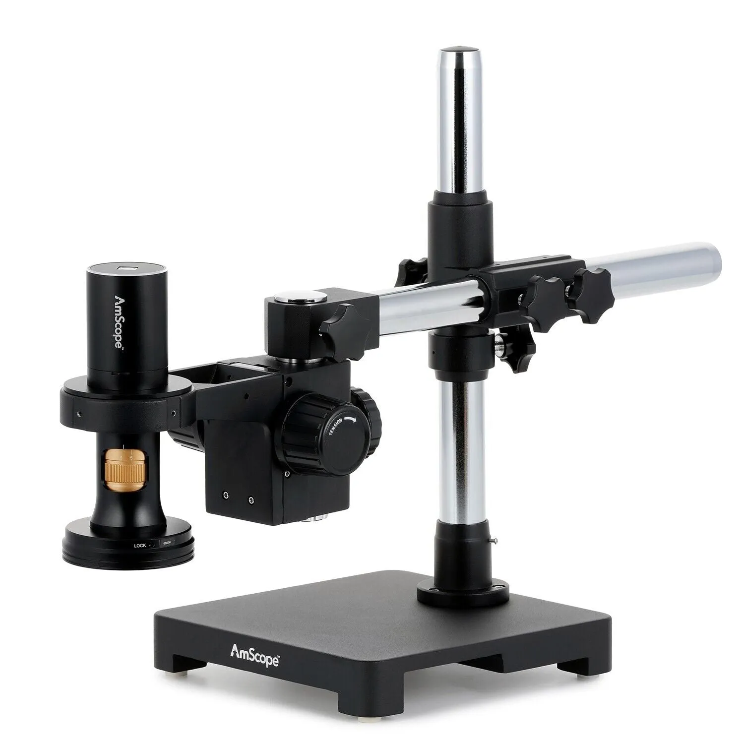 AmScope DM756 Series 8.3MP USB All-in-One Digital Microscope 0.7X-5.6X Magnification with Zoom Optics on Single-Arm Boom-Stand