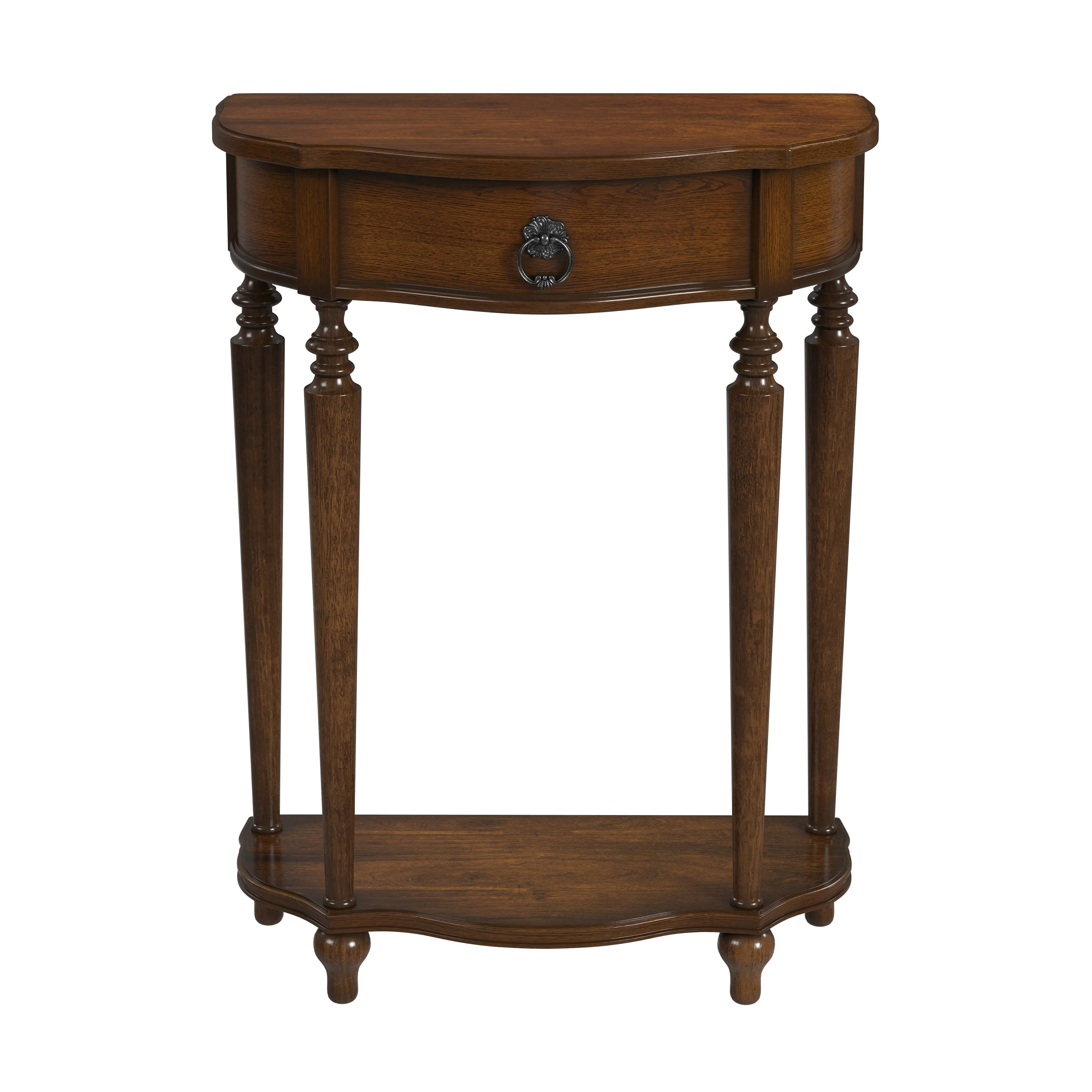Ashby Demilune Console Table with Storage in Antique Cherry  2101011