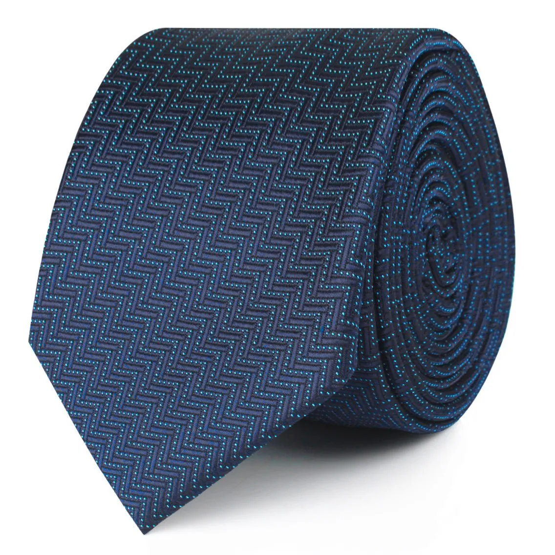 Aztec Blue Herringbone Skinny Tie