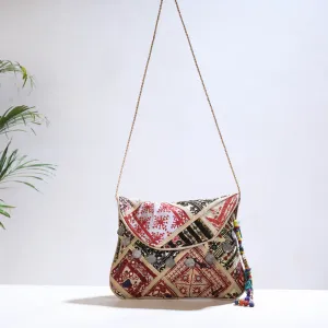 Beige - Banjara Vintage Embroidery Mirror & Coin Work Sling Bag