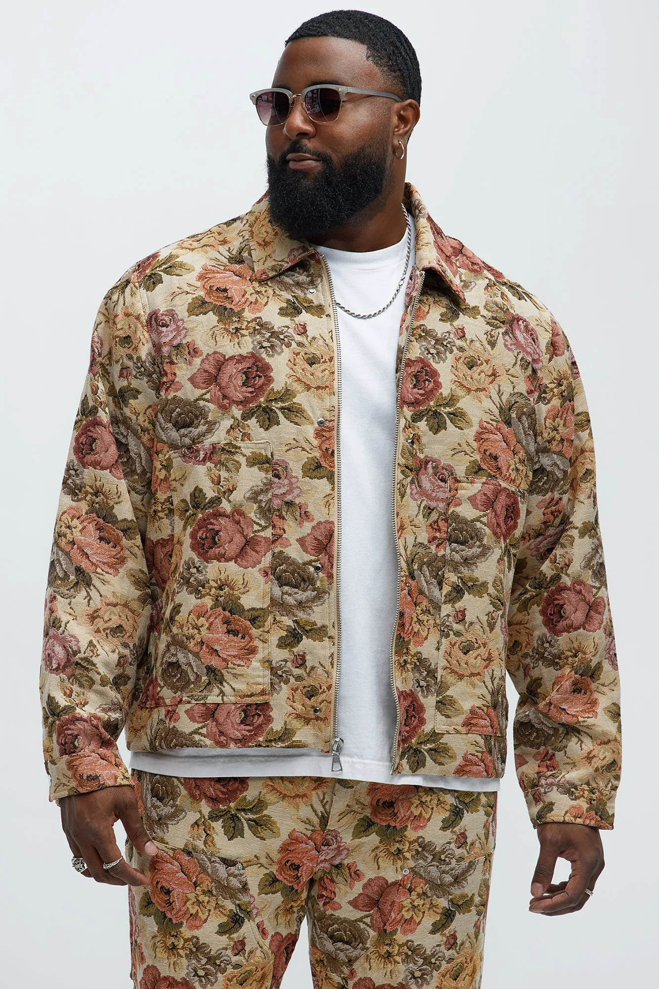 Bellevue Floral Tapestry Work Jacket - Taupe/combo