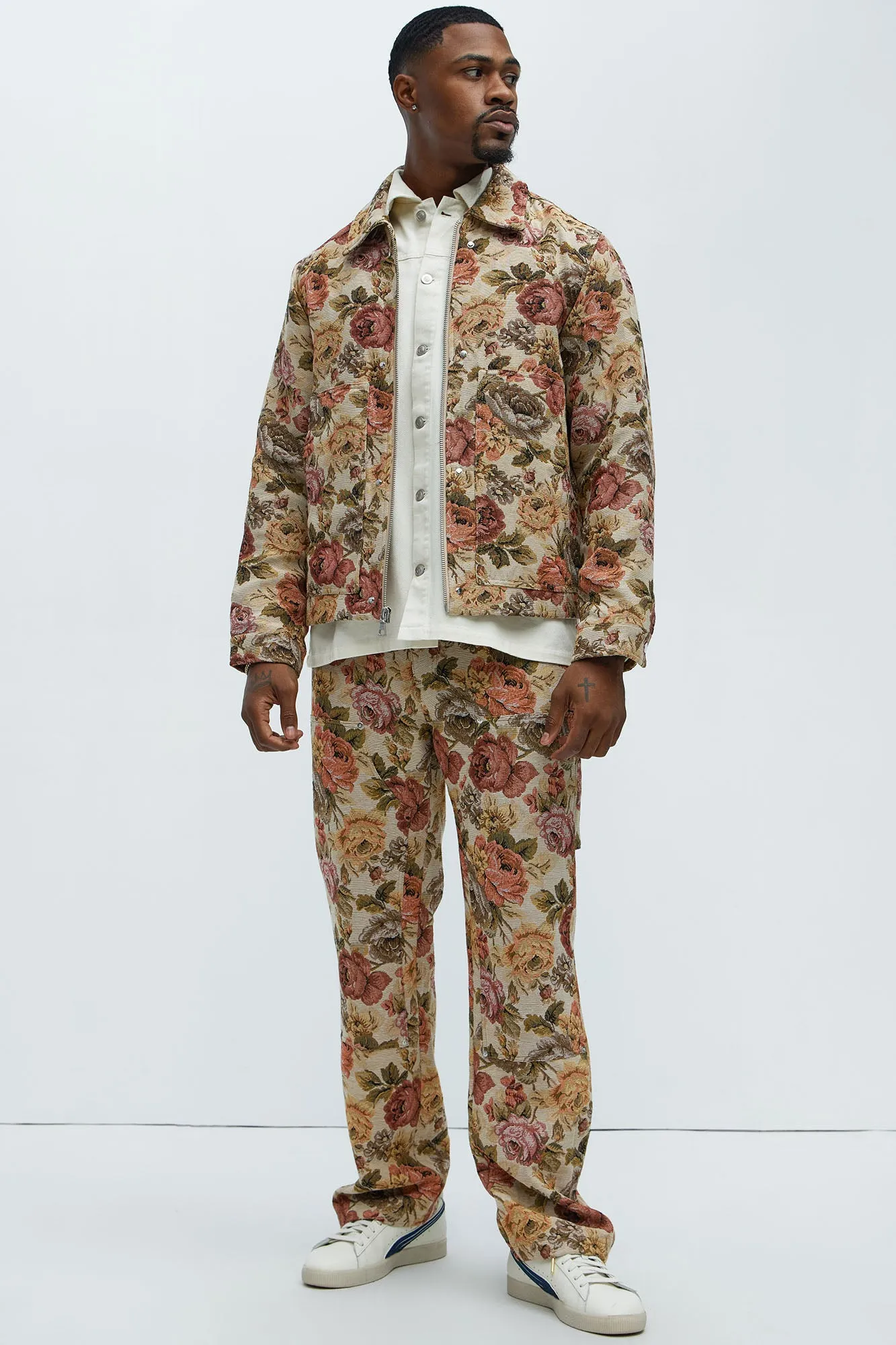 Bellevue Floral Tapestry Work Jacket - Taupe/combo