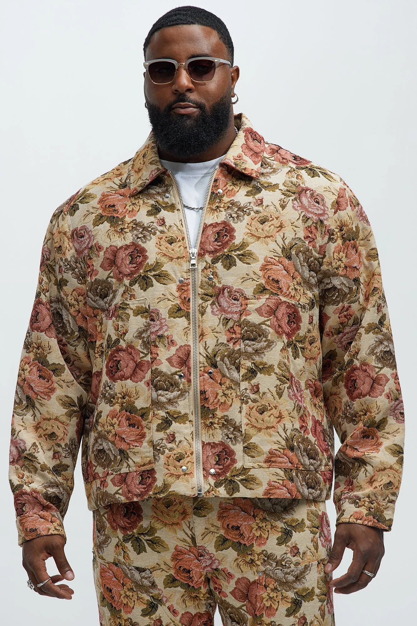 Bellevue Floral Tapestry Work Jacket - Taupe/combo