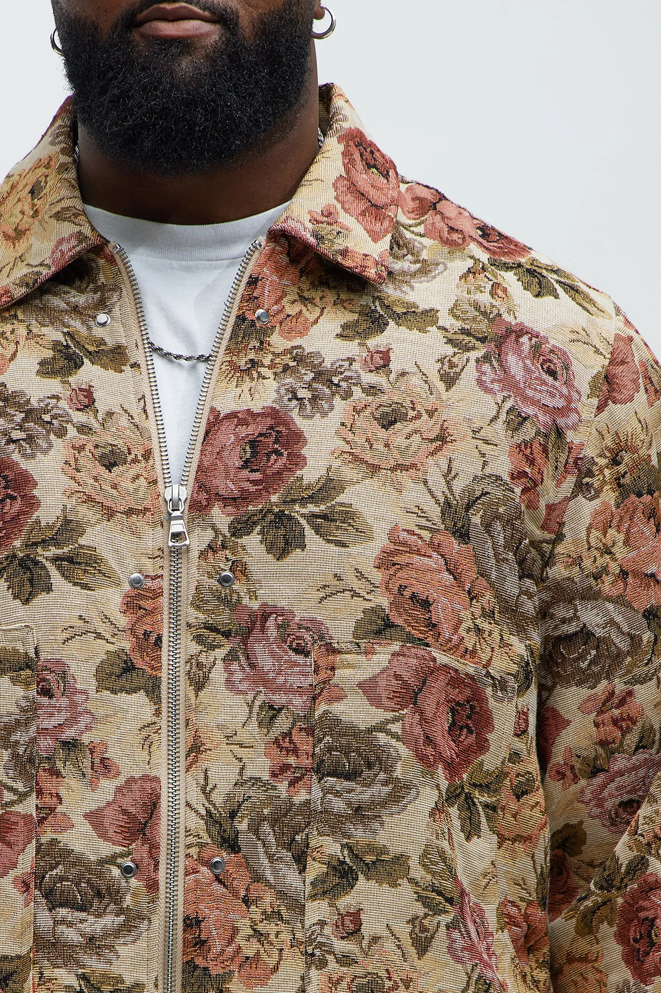 Bellevue Floral Tapestry Work Jacket - Taupe/combo