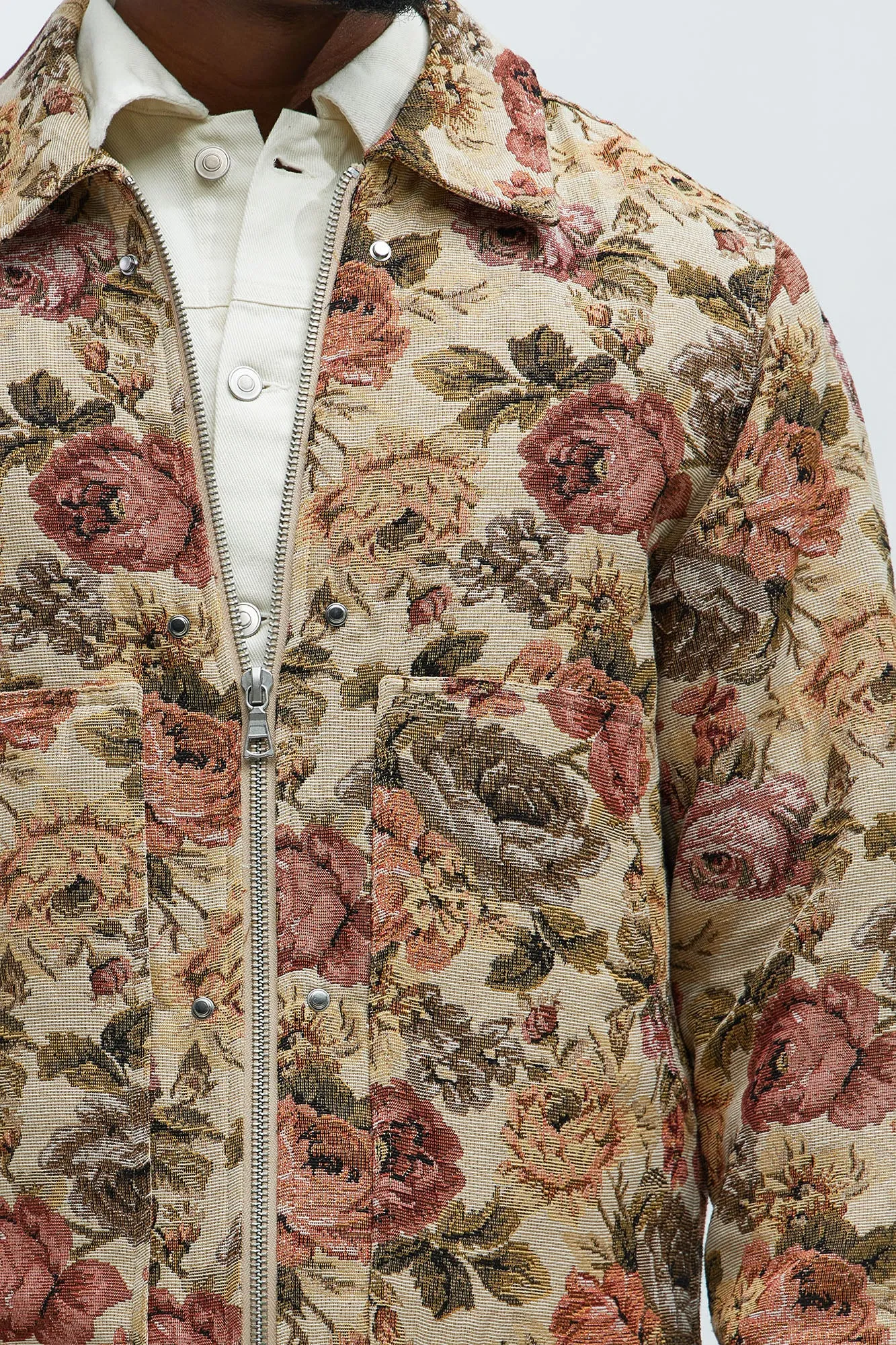 Bellevue Floral Tapestry Work Jacket - Taupe/combo
