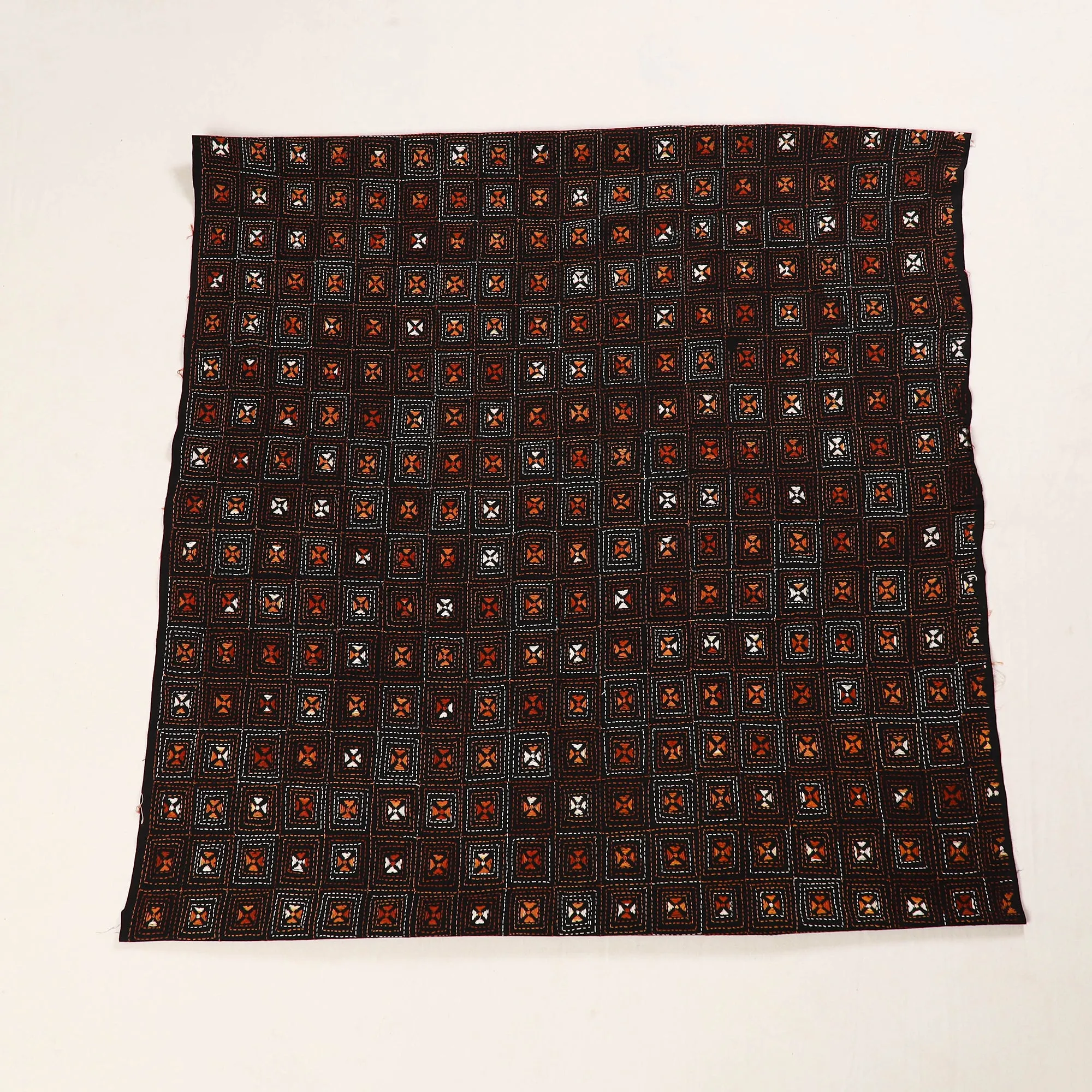 Black - Bengal Kantha Embroidery Cotton Blouse Piece 99