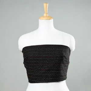 Black - Bengal Kantha Embroidery Cotton Blouse Piece