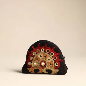 Black - Kutch Ahir Hand Embroidery Cotton Coin Pouch 12