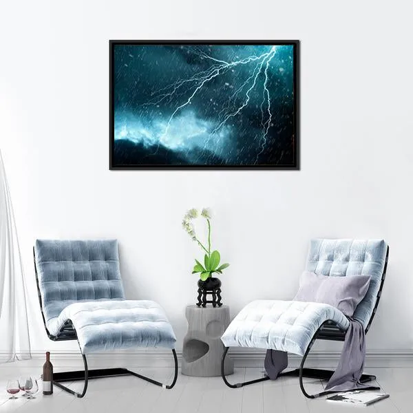 Blue Color Lightning Canvas Wall Art