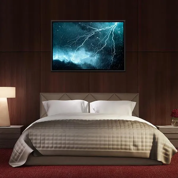 Blue Color Lightning Canvas Wall Art