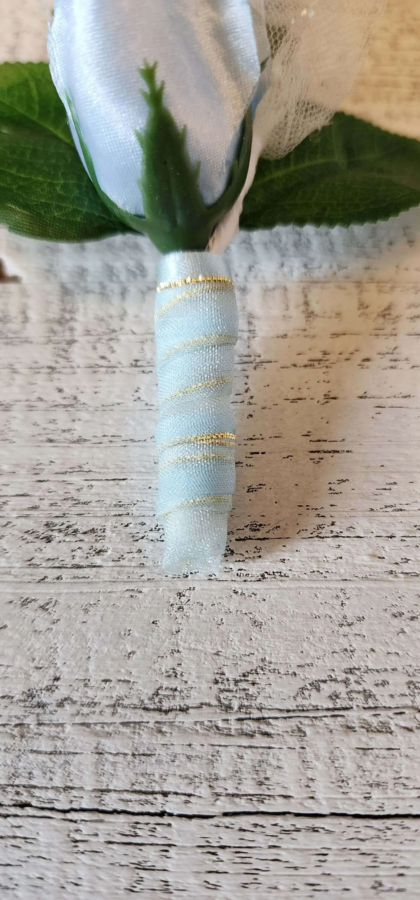 Blue Silk Rose Boutonniere for Prom, Weddings, Formal, Wedding Flowers, Gift for Him, Father's Day Gift, Pairs With Light Blue Corsage