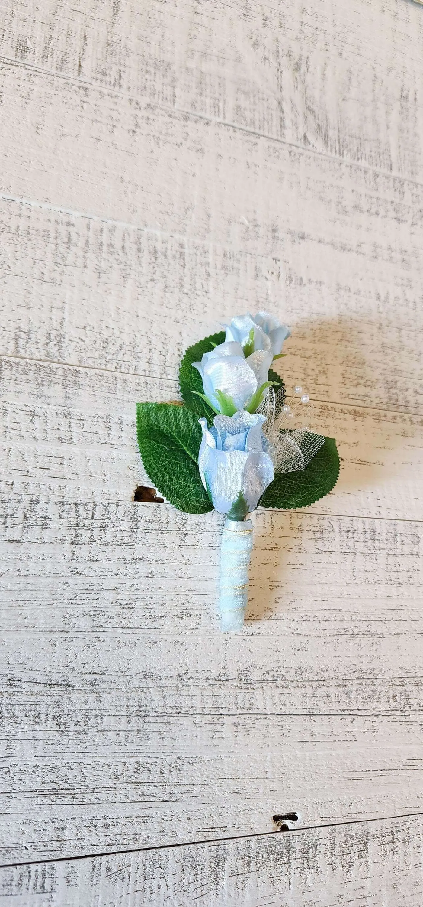 Blue Silk Rose Boutonniere for Prom, Weddings, Formal, Wedding Flowers, Gift for Him, Father's Day Gift, Pairs With Light Blue Corsage