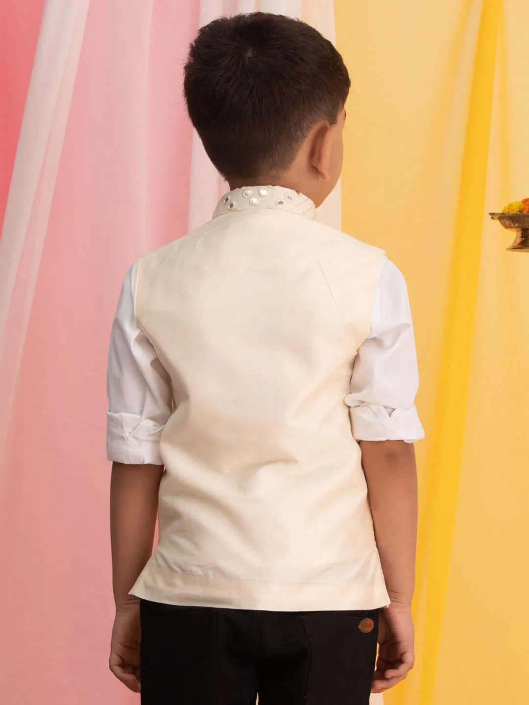Boy's Cream Nehru Jacket - Vastramay Boys
