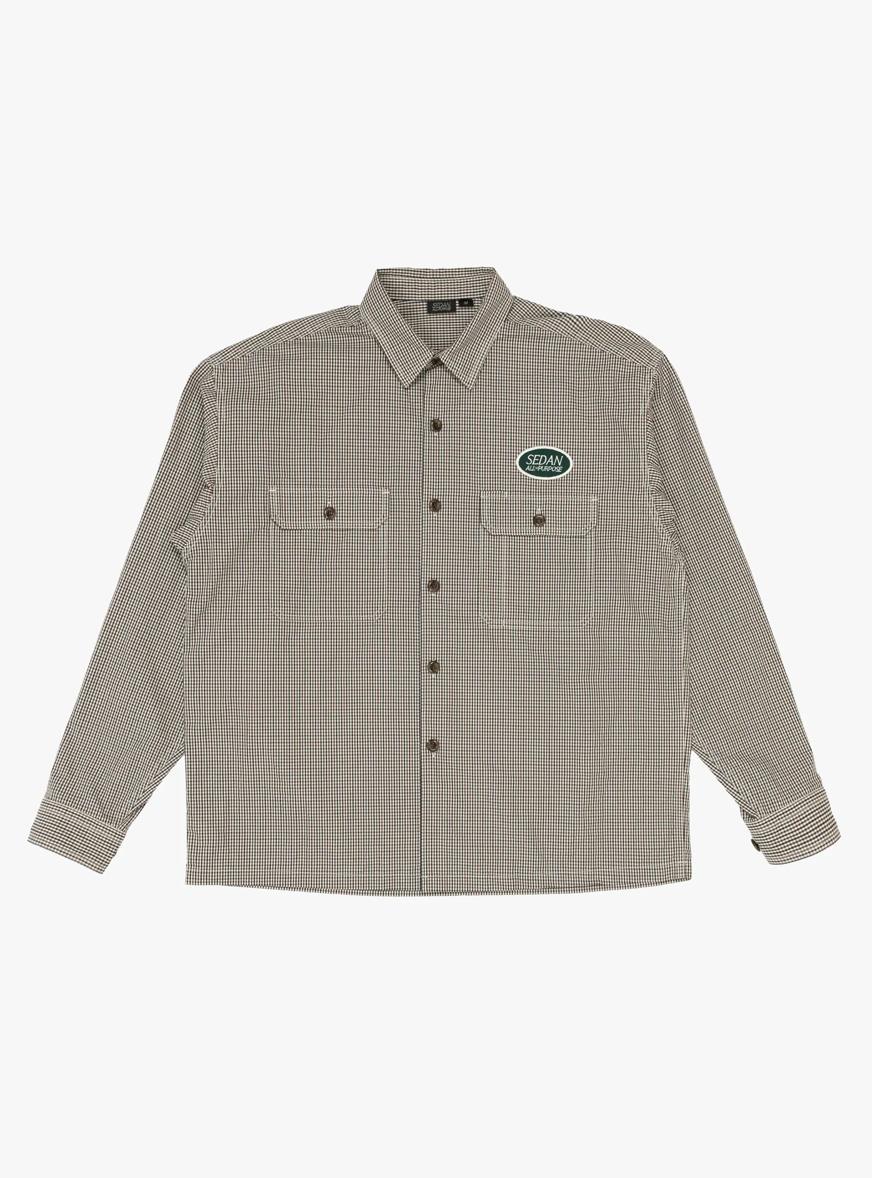 Brushed Cotton Work Shirt Brown Plaid