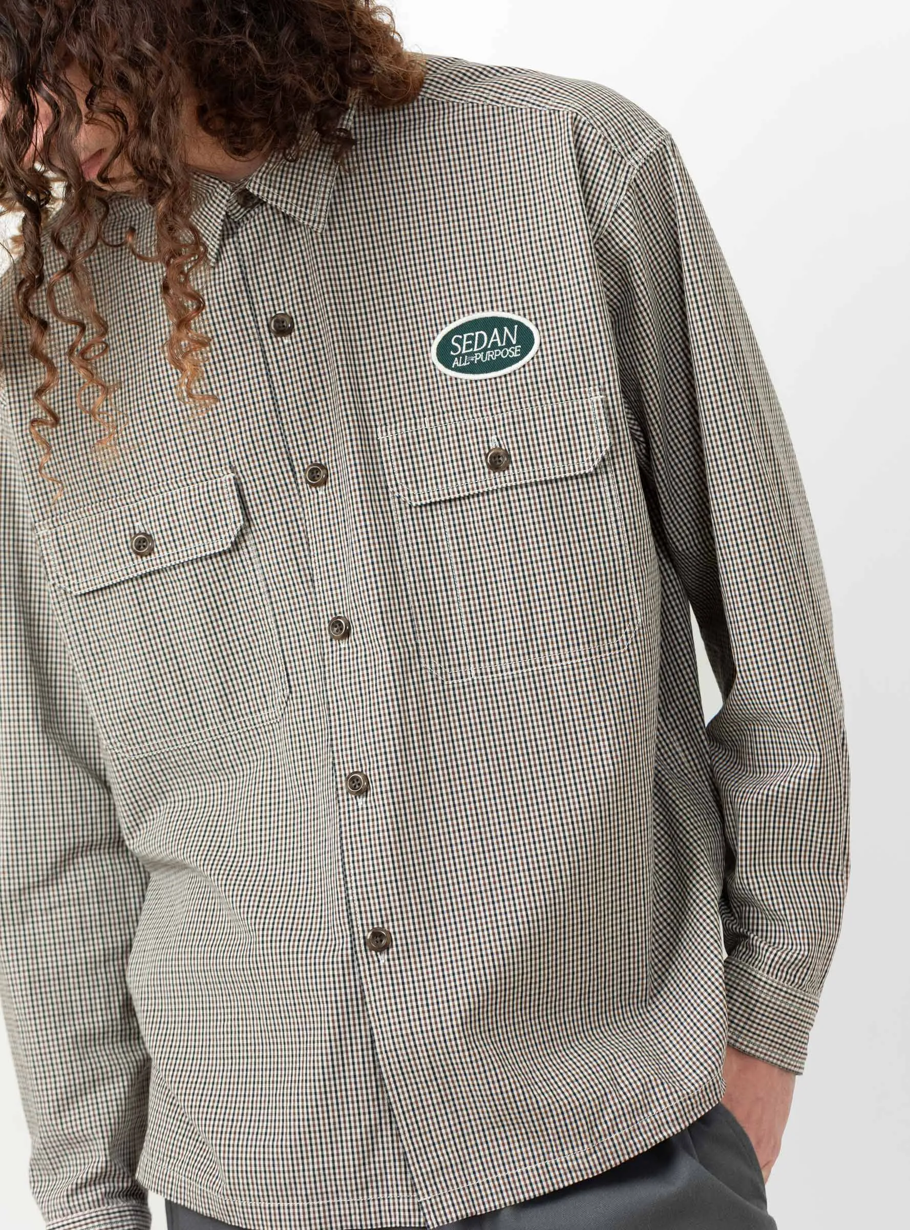 Brushed Cotton Work Shirt Brown Plaid