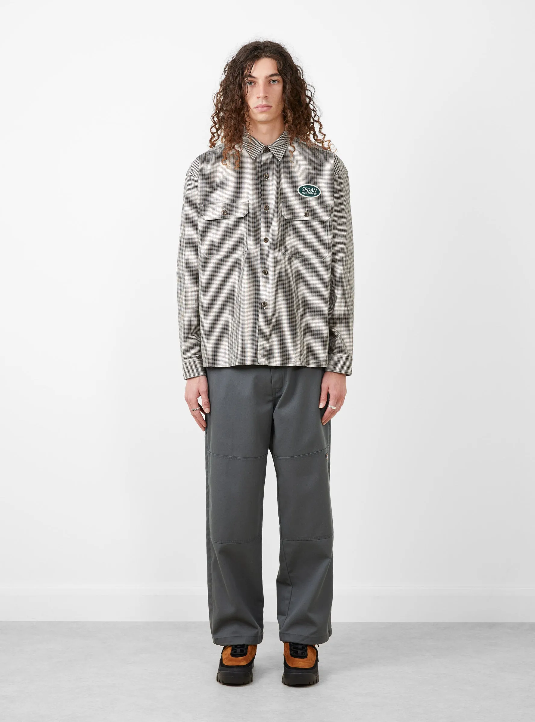 Brushed Cotton Work Shirt Brown Plaid