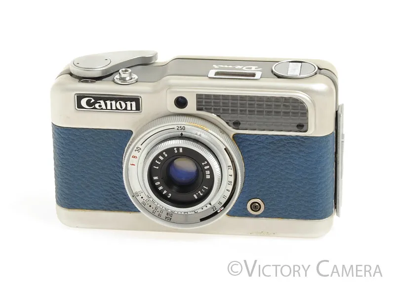 Canon Demi Blue Leather Half Frame 35mm Film Camera -No Meter-