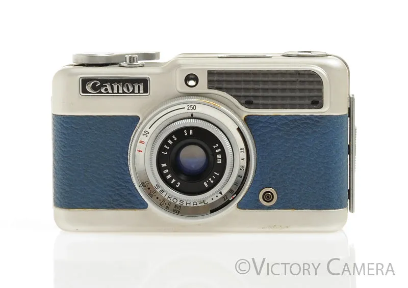 Canon Demi Blue Leather Half Frame 35mm Film Camera -No Meter-