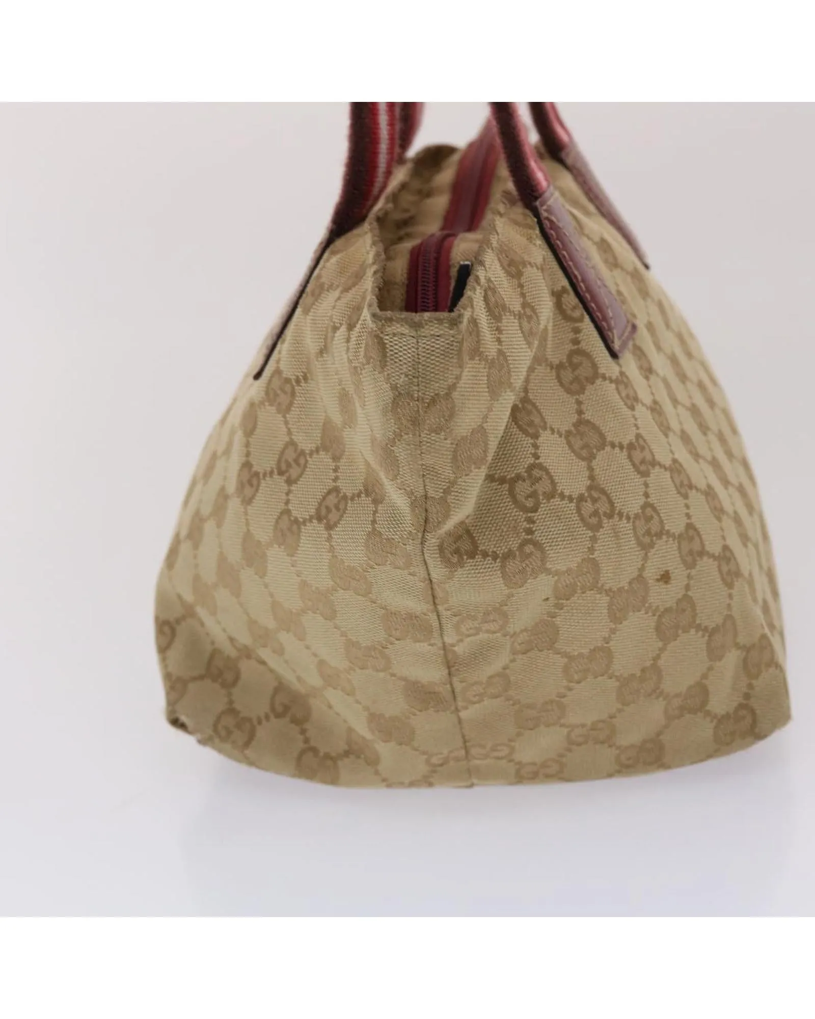 Canvas Hand Bag with GG Pattern and Red Accents