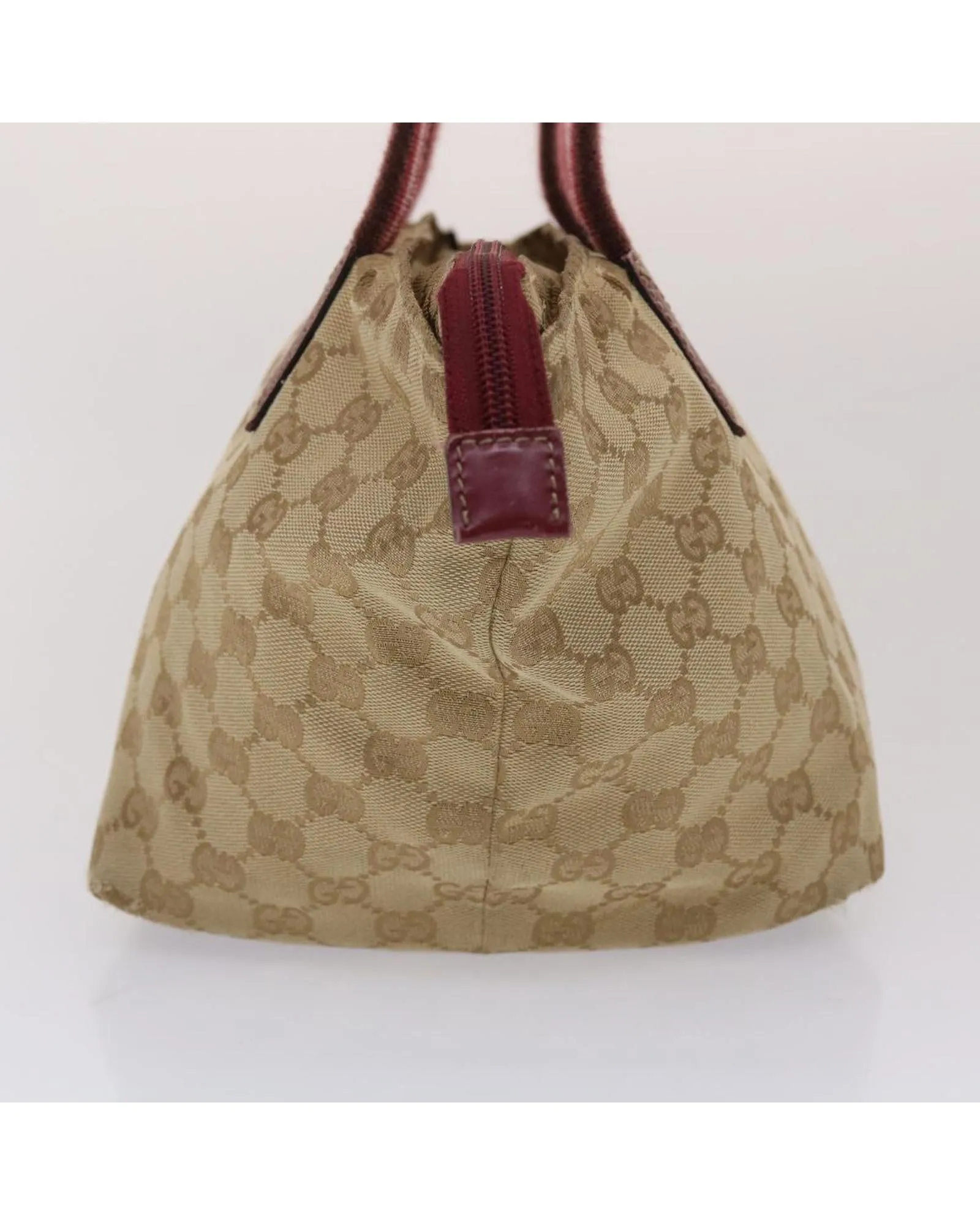 Canvas Hand Bag with GG Pattern and Red Accents