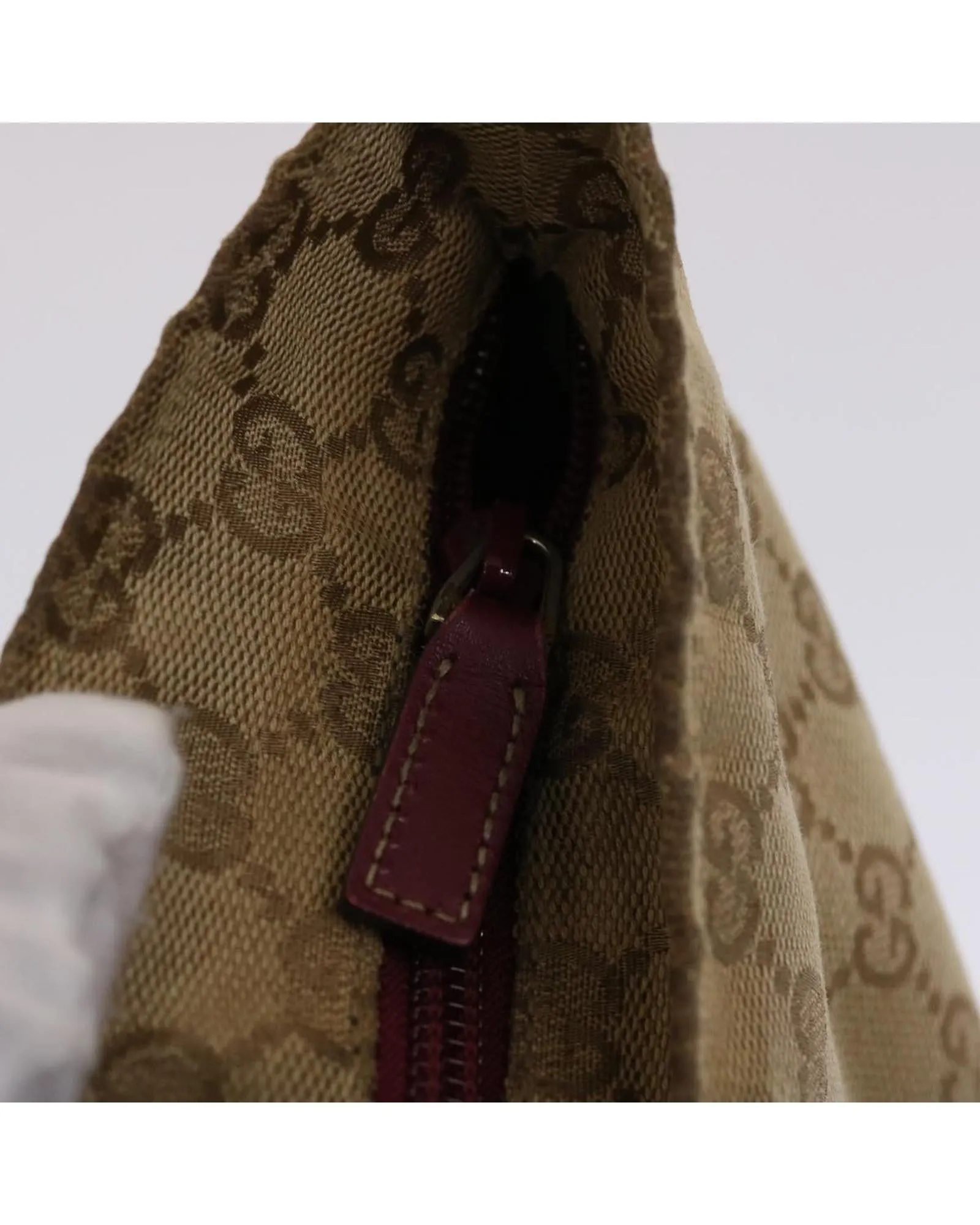 Canvas Hand Bag with GG Pattern and Red Accents
