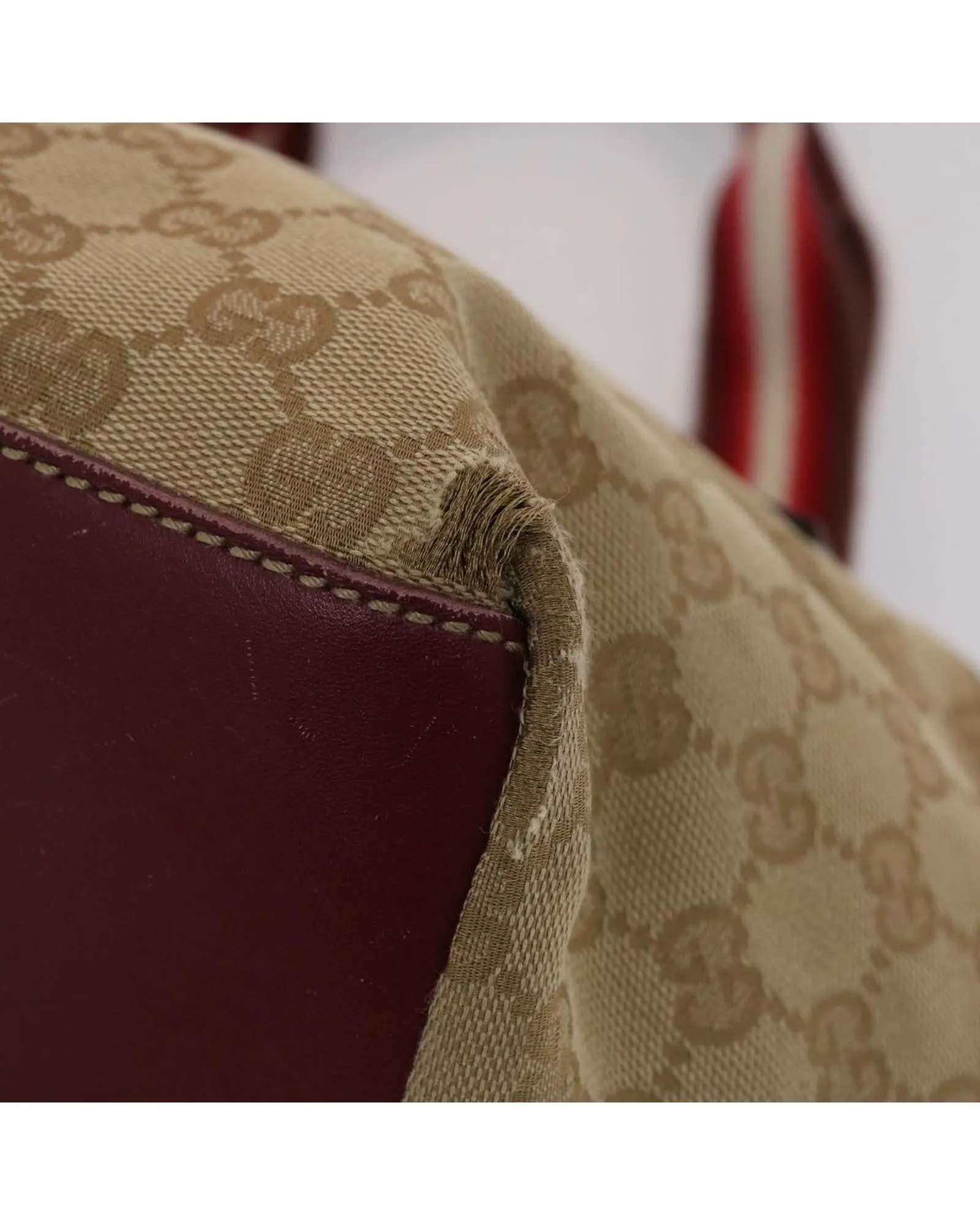 Canvas Hand Bag with GG Pattern and Red Accents