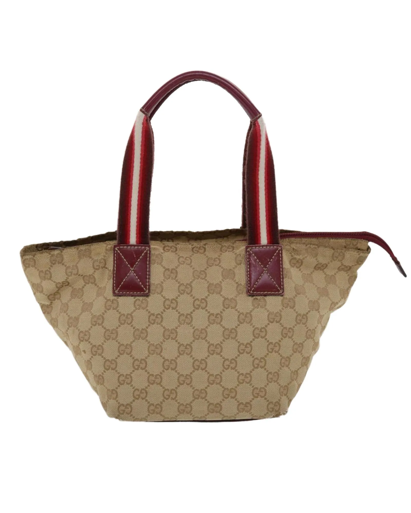 Canvas Hand Bag with GG Pattern and Red Accents