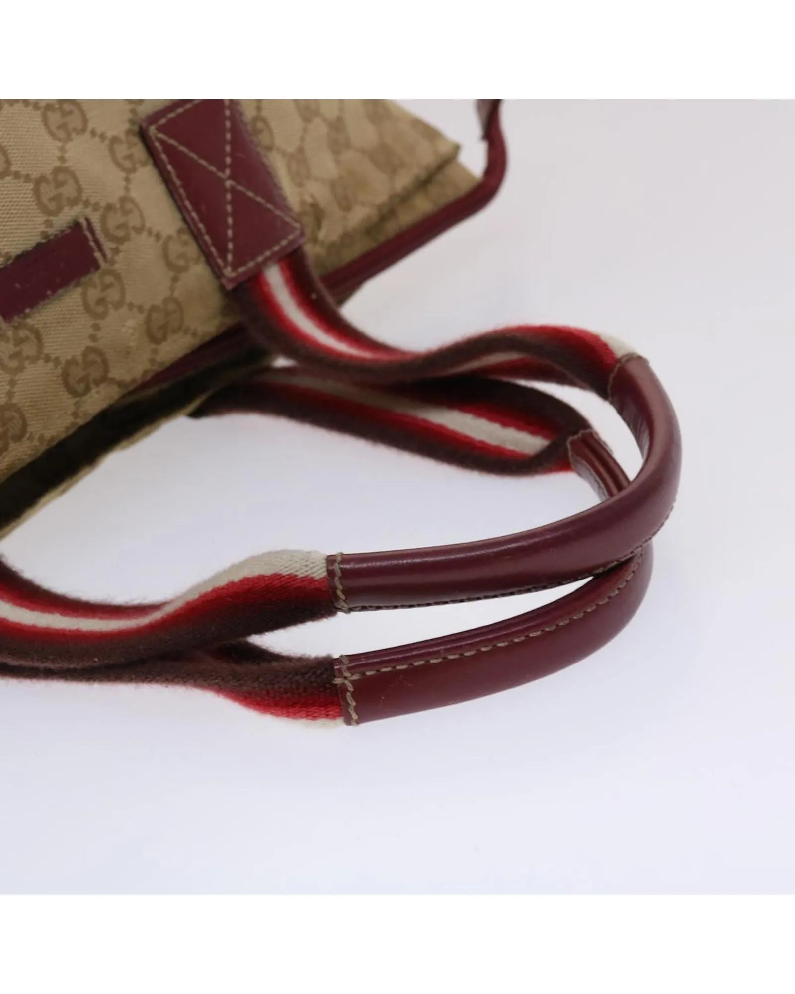 Canvas Hand Bag with GG Pattern and Red Accents