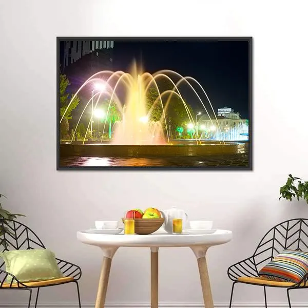 Colorful Musical Fountains Canvas Wall Art