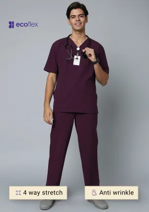 Ecoflex Men's 5 Pocket (Wine) Scrub - Bundle Set