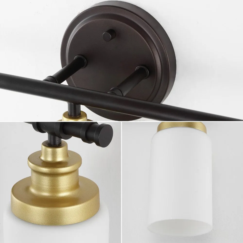Eidonta 23.25" 3-Light Classic Cottage Vanity Light with Frosted Glass Shades and Bathroom Hardware Accessory Set