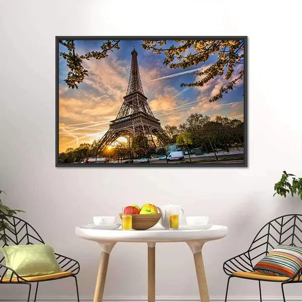 Eiffel Tower In Spring Canvas Wall Art