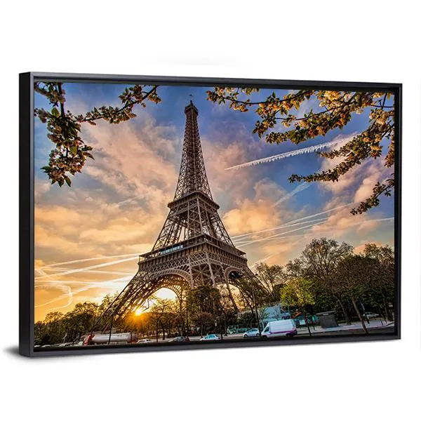 Eiffel Tower In Spring Canvas Wall Art