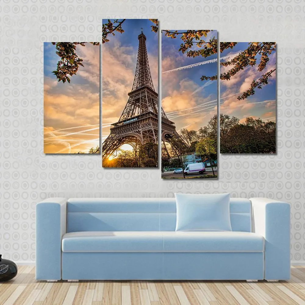 Eiffel Tower In Spring Canvas Wall Art