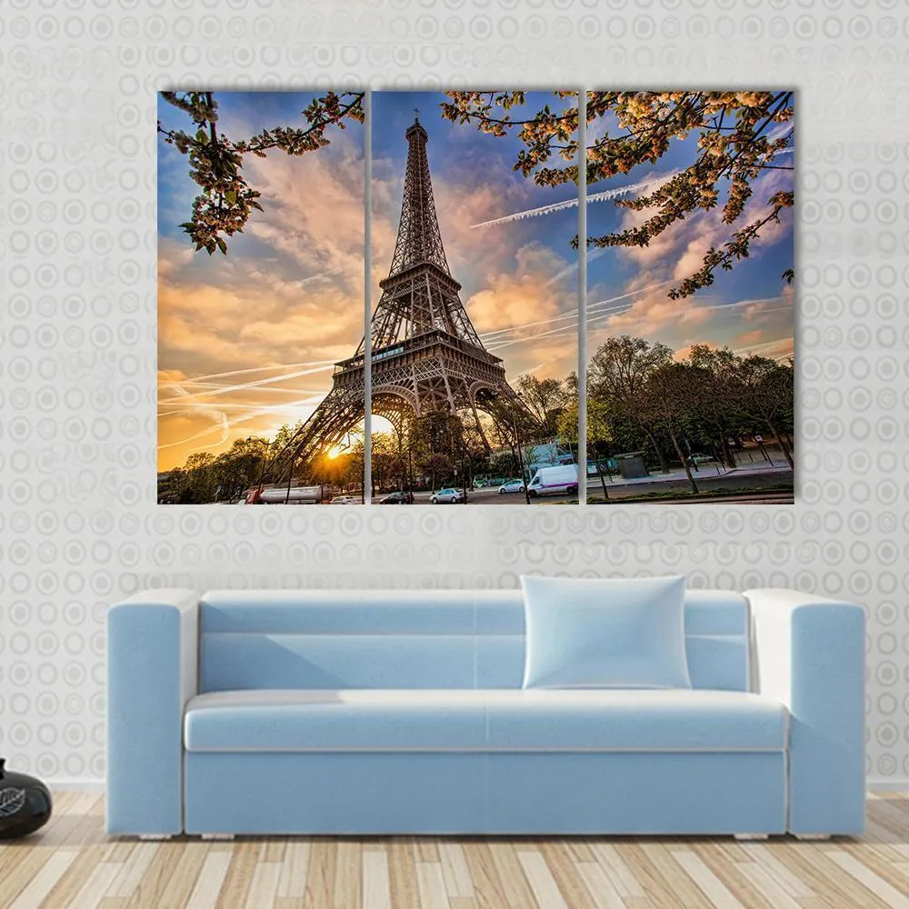 Eiffel Tower In Spring Canvas Wall Art