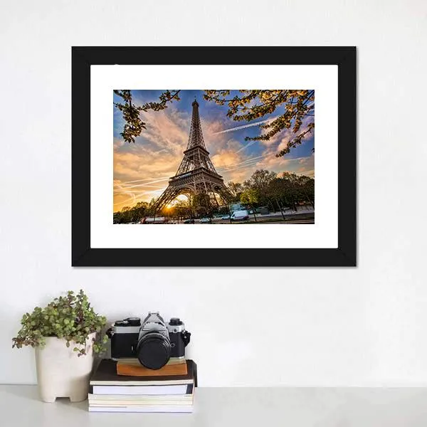 Eiffel Tower In Spring Canvas Wall Art