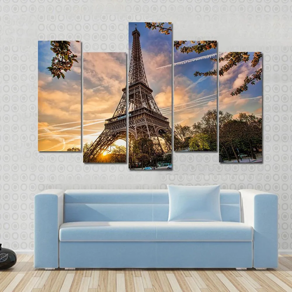 Eiffel Tower In Spring Canvas Wall Art