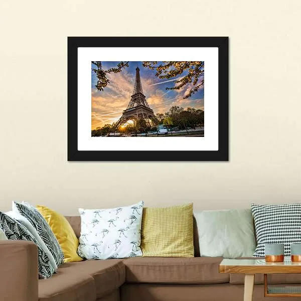 Eiffel Tower In Spring Canvas Wall Art