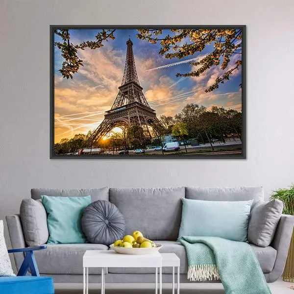 Eiffel Tower In Spring Canvas Wall Art