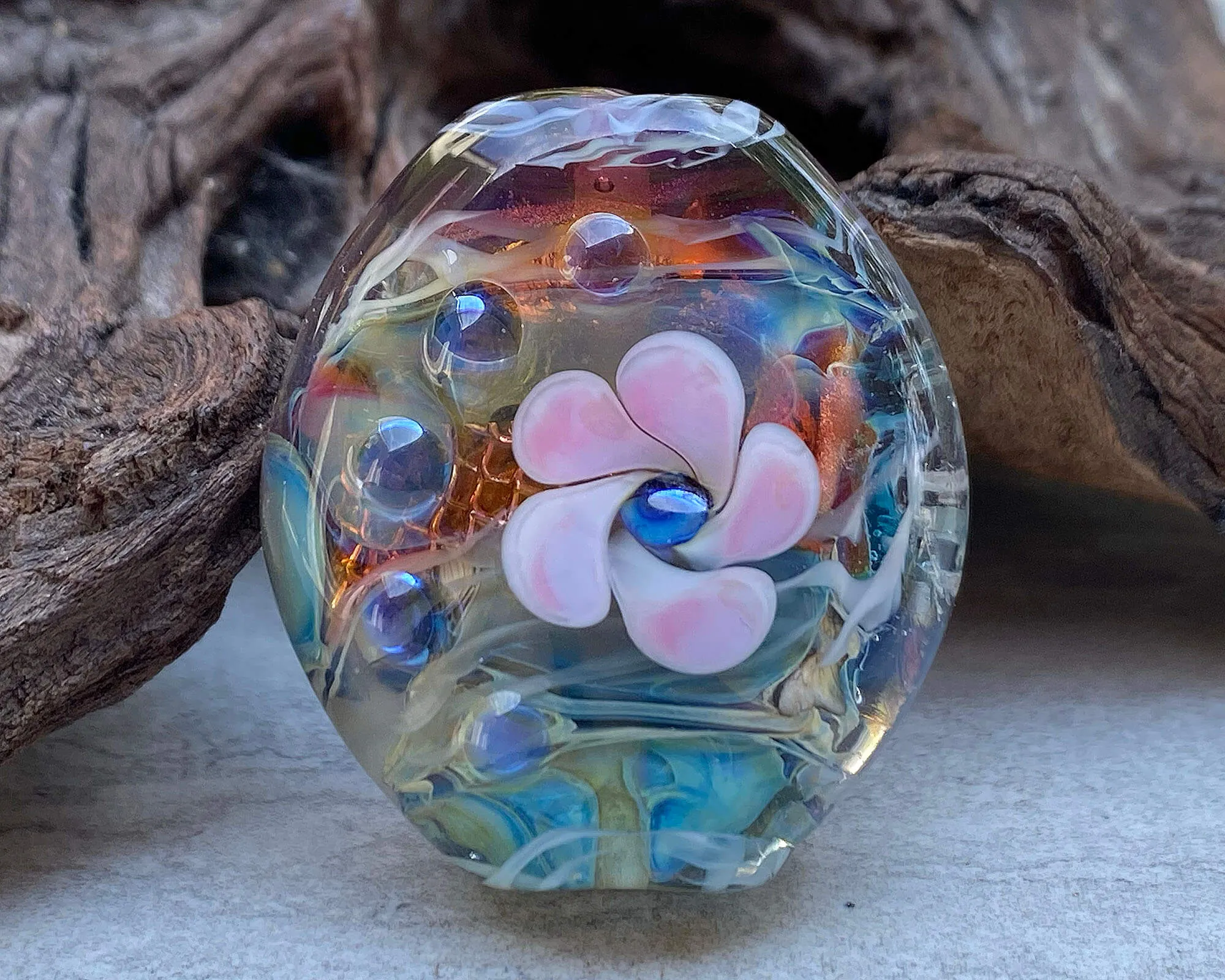Floral Treasure Lampwork Focal Bead SRA