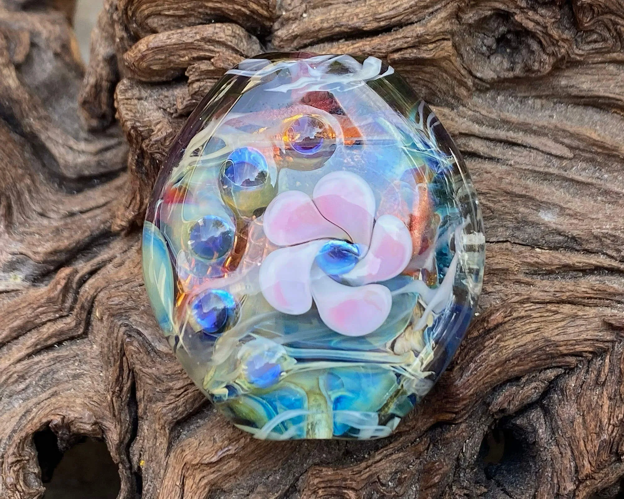 Floral Treasure Lampwork Focal Bead SRA