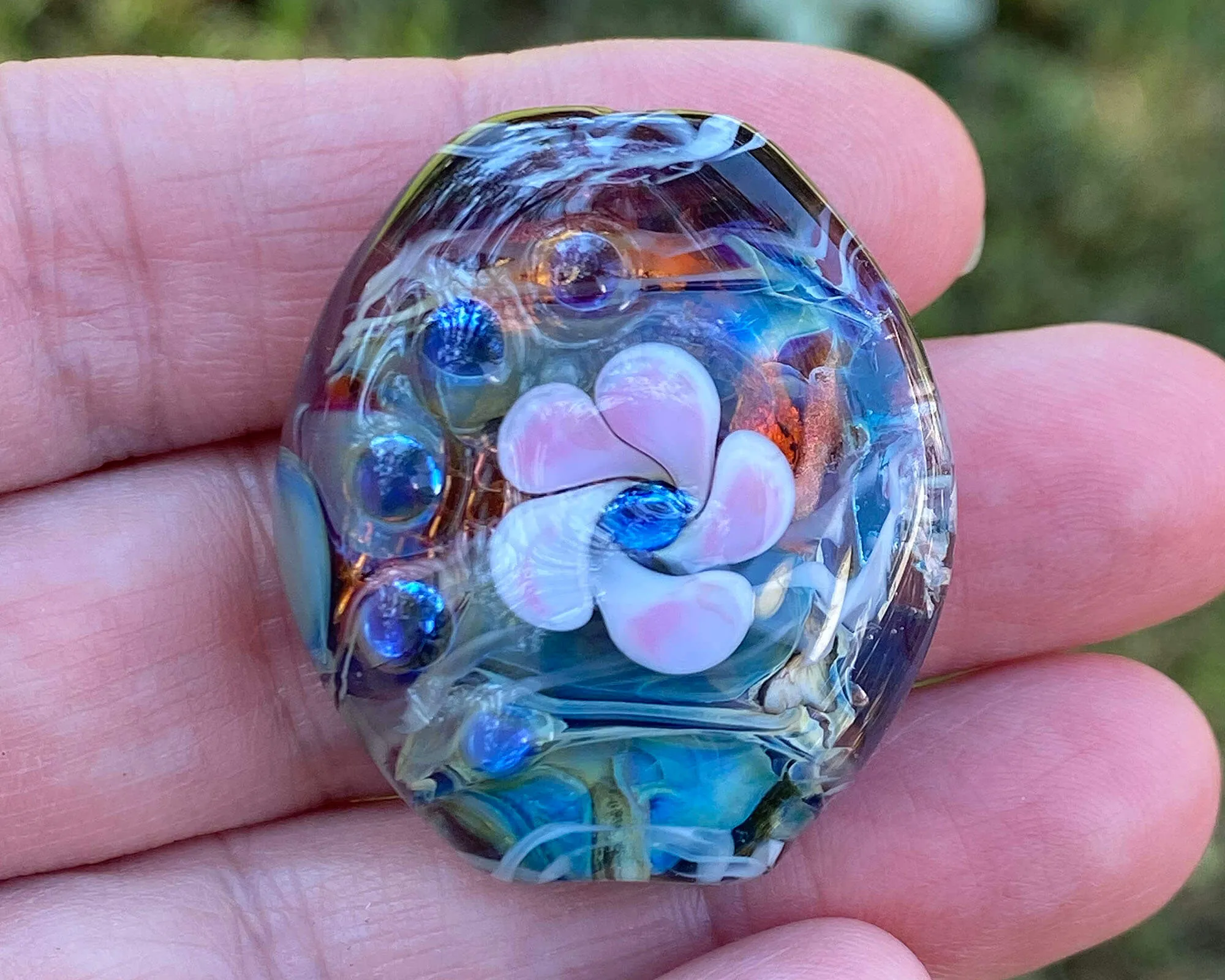 Floral Treasure Lampwork Focal Bead SRA