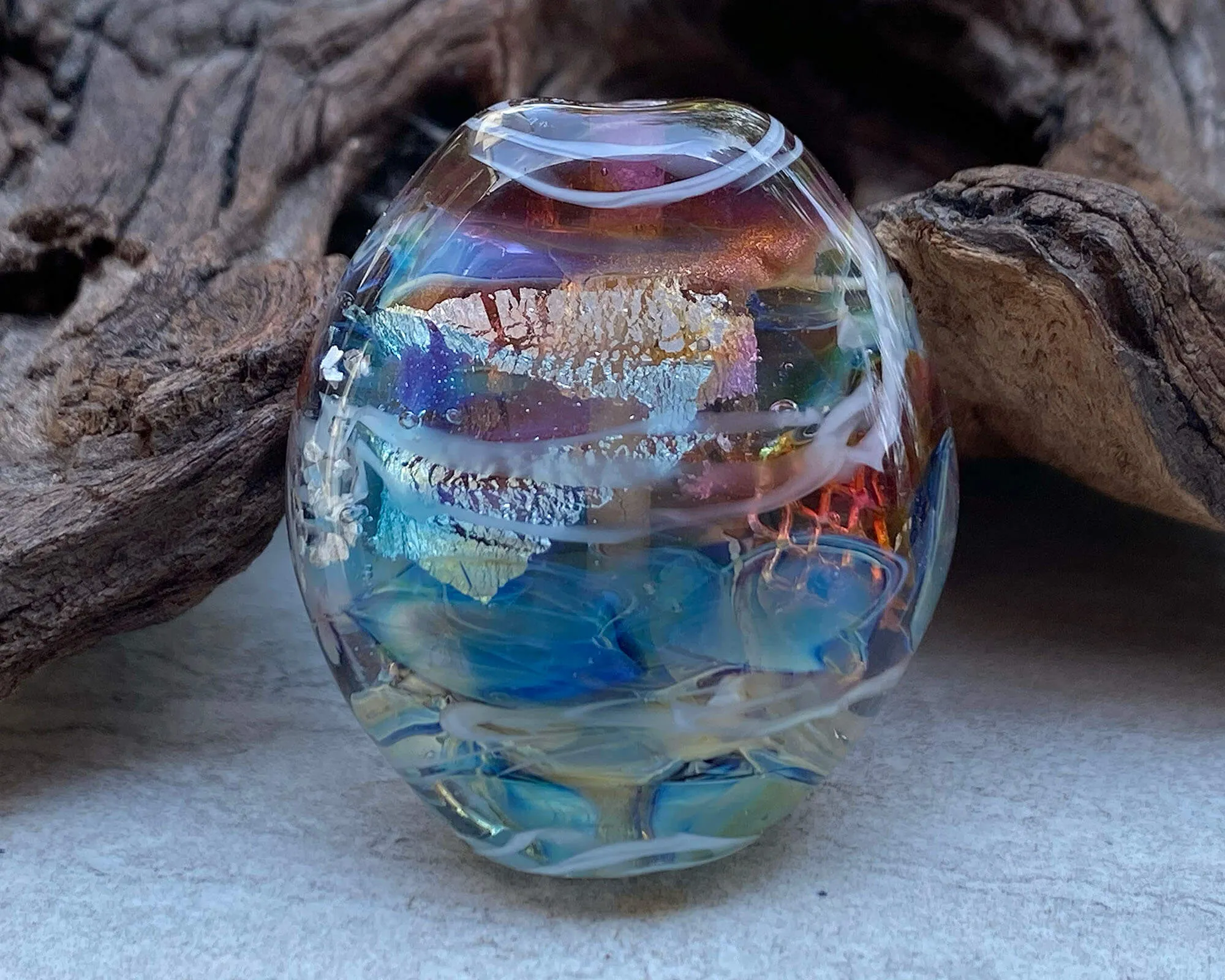 Floral Treasure Lampwork Focal Bead SRA