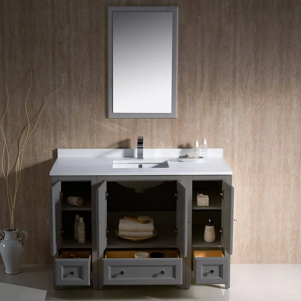 Fresca FVN20-122412GR Oxford 48" Gray Traditional Bathroom Vanity with 2 Side Cabinets